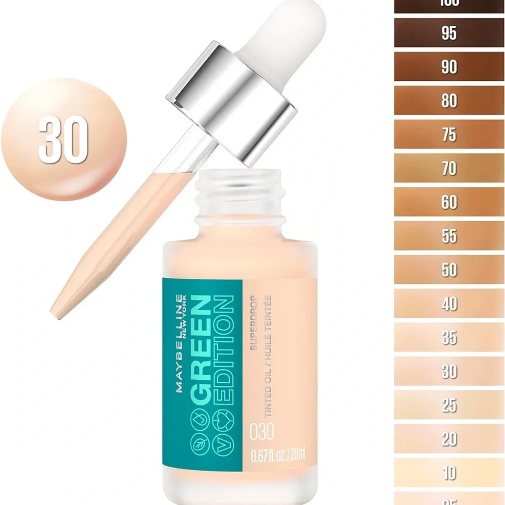 Maybelline‎ Green Edition Superdrop Tinted Oil, adjustable, natural coverage,